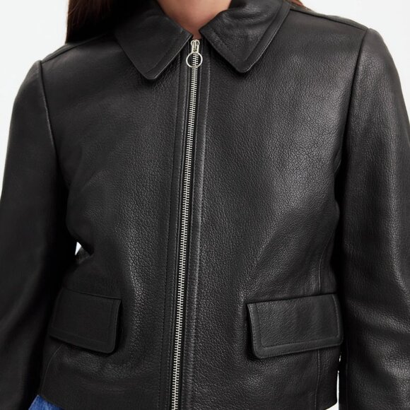 NWT Madewell Shrunken Zip-Front Jacket in Leather - Picture 5 of 5